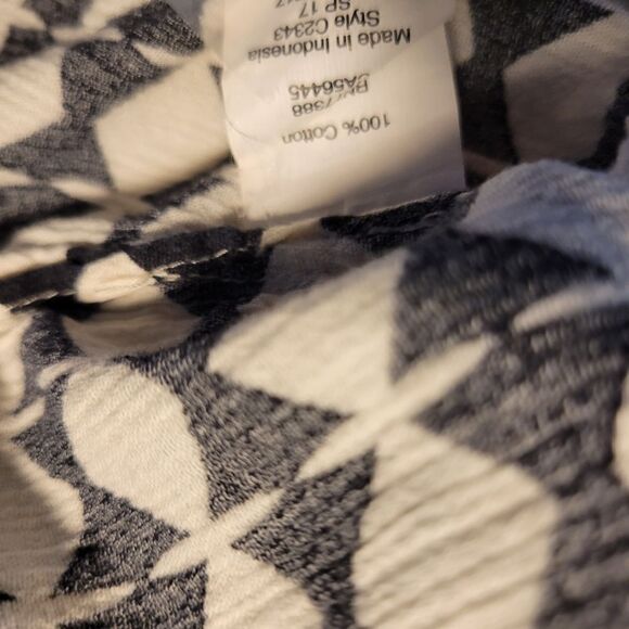 J.Crew mid Sleeve Women's Top black/white large pre-owned - Picture 5 of 6